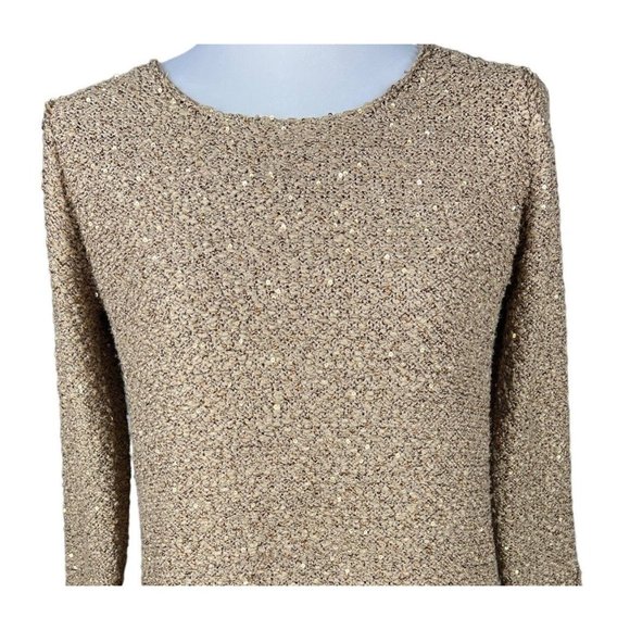 Zara Knit Sparkly Gold Pullover Sweater - Picture 2 of 9
